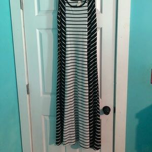 Black and white striped maxi dress
